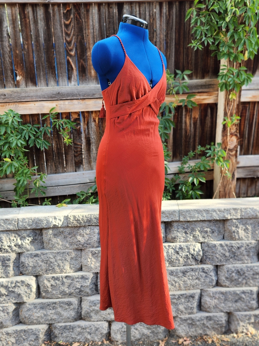 Scotch & Soda Twist Front Maxi Dress Crossover Braided Strap Rust XS